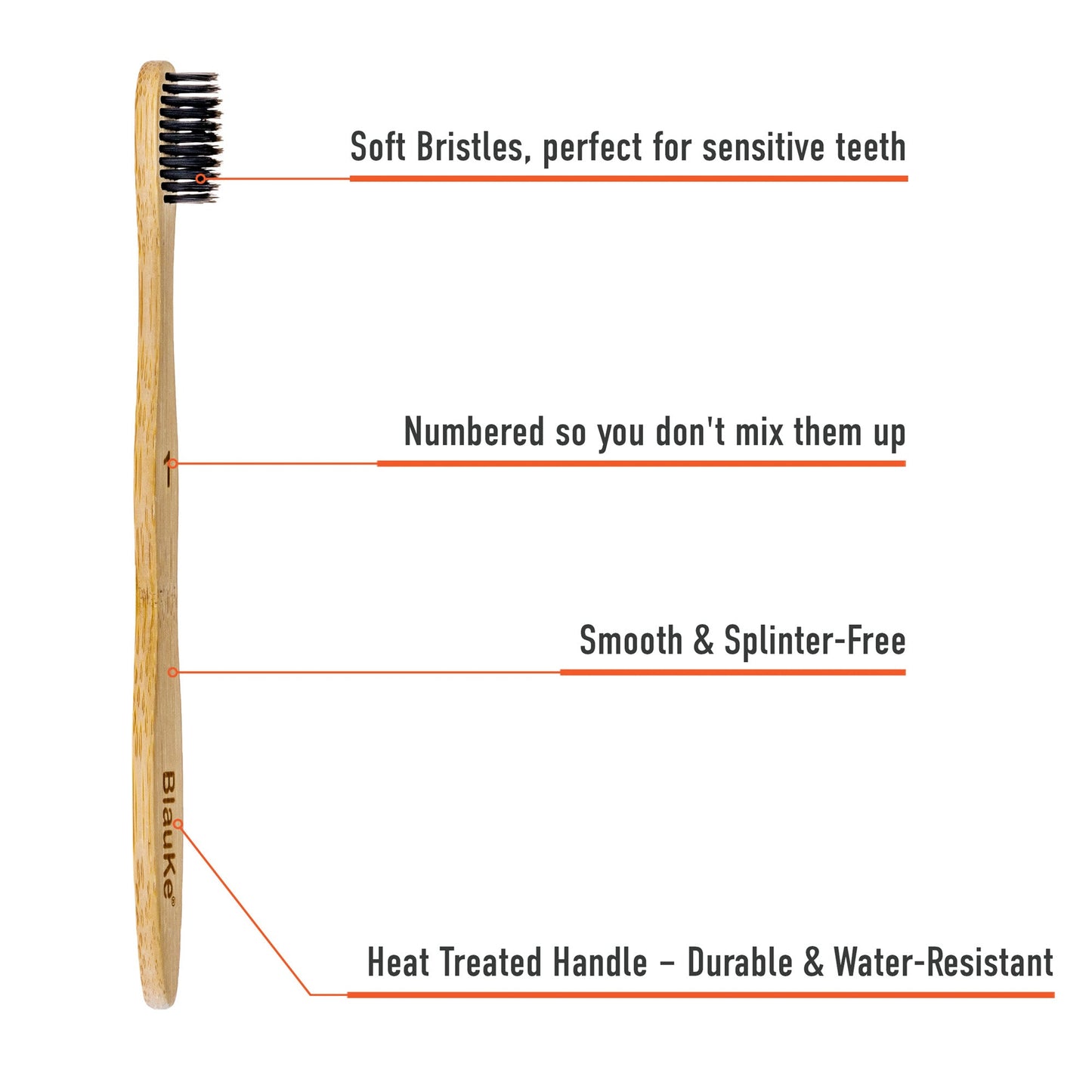Bamboo Toothbrush Set 4-Pack - Bamboo Toothbrushes with Soft Bristles - Saltwater Bodega