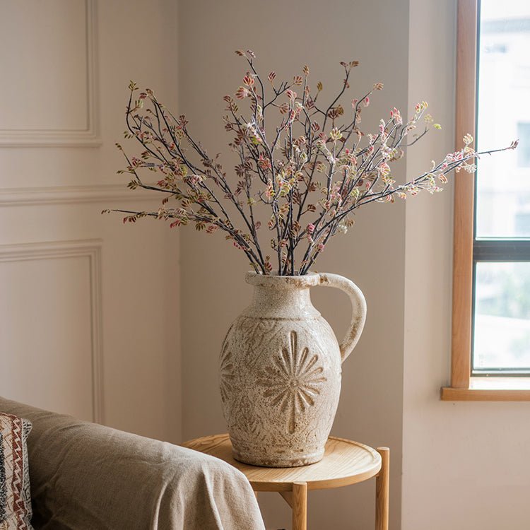 Carved Floral Vase in White - Saltwater Bodega