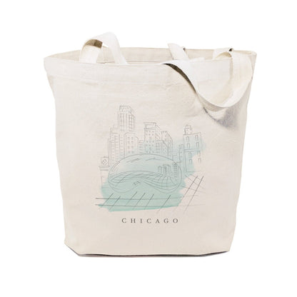 Chicago Cityscape Cotton Canvas Tote Bag - Saltwater Bodega