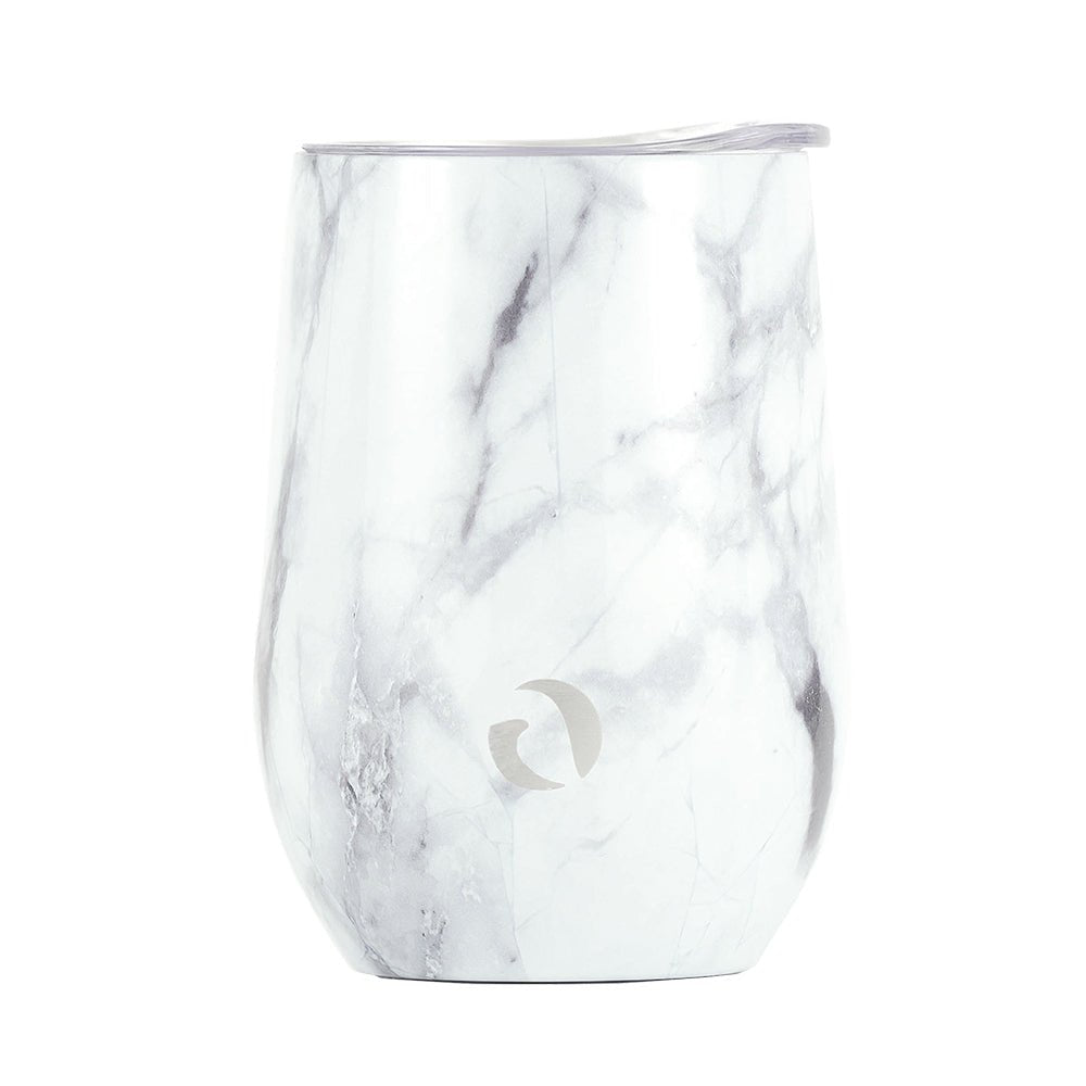 DRINCO® 12oz Insulated Wine Tumbler Glass (Pacifica White Marble) - Saltwater Bodega