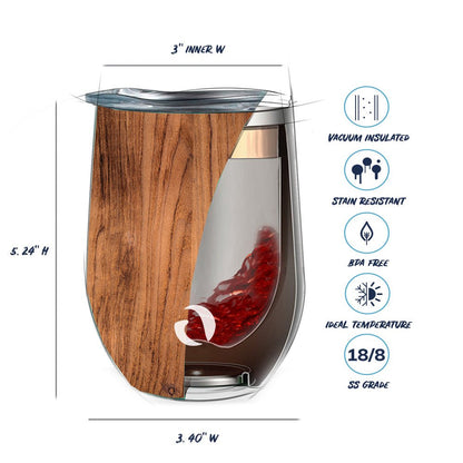 DRINCO® 12oz Insulated Wine Tumbler Glass (Woodland) - Saltwater Bodega