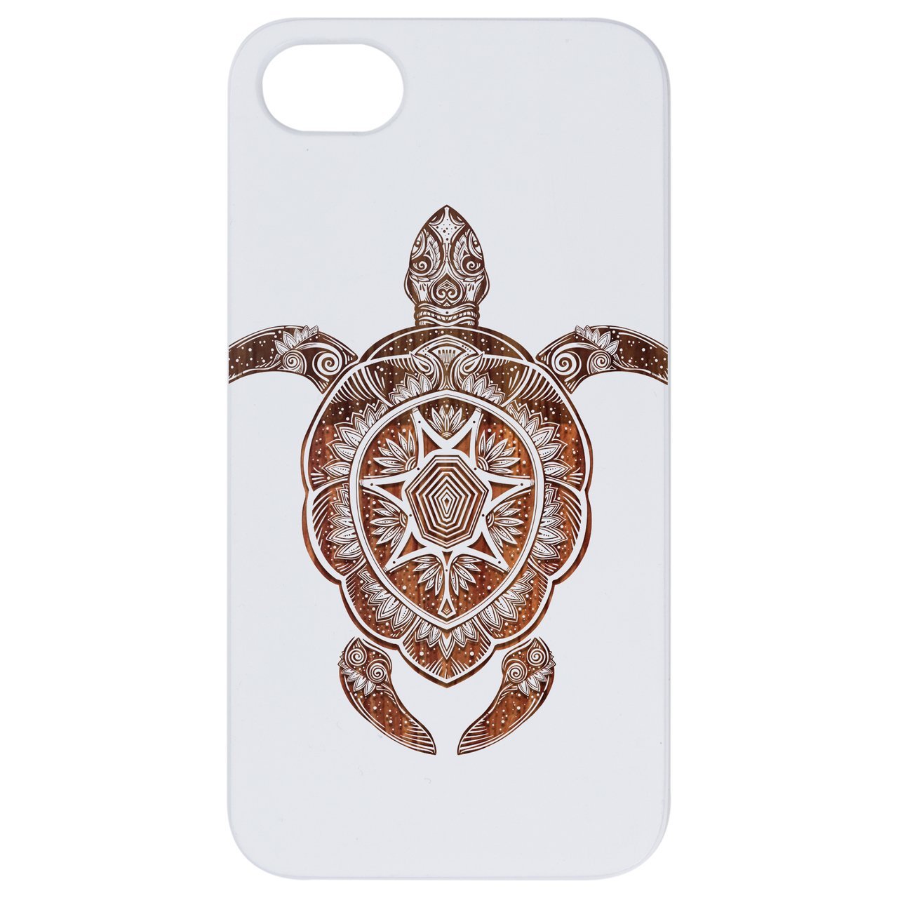 Engraved Ornate Turtle Wooden Cell Phone Case - Saltwater Bodega
