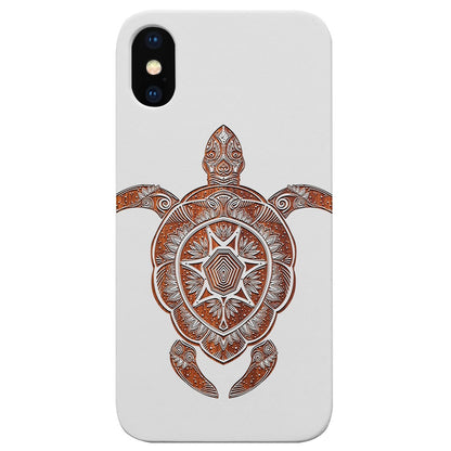 Engraved Ornate Turtle Wooden Cell Phone Case - Saltwater Bodega
