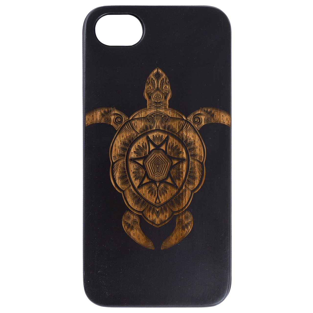 Engraved Ornate Turtle Wooden Cell Phone Case - Saltwater Bodega