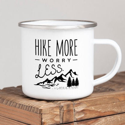 Hike More, Worry Less Enamel Mug - Saltwater Bodega