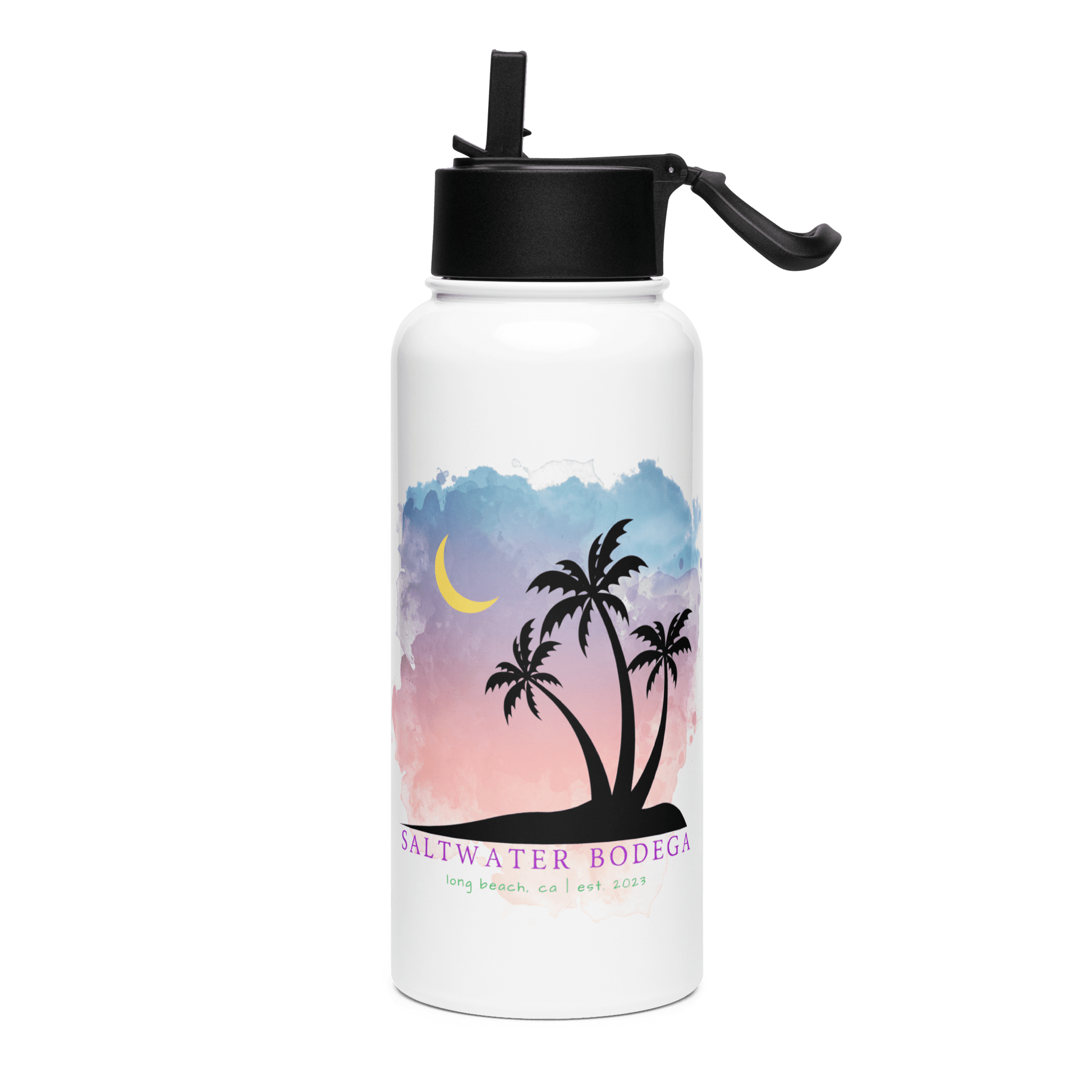 Island of Dreams Stainless Steel Water Bottle with Straw Lid - Saltwater Bodega