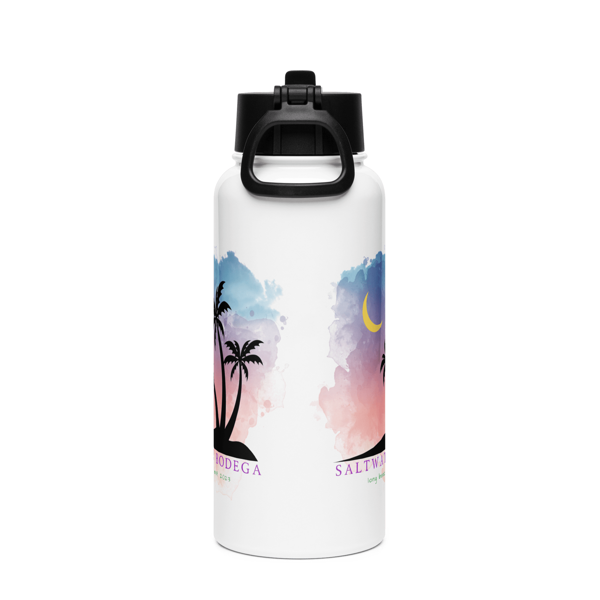 Island of Dreams Stainless Steel Water Bottle with Straw Lid - Saltwater Bodega