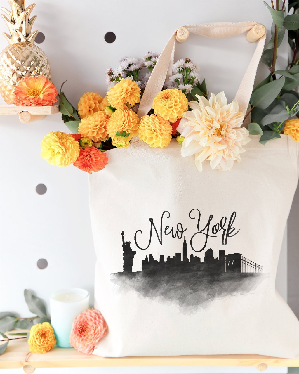 New York Cityscape Cotton Canvas Tote Bag - Saltwater Bodega