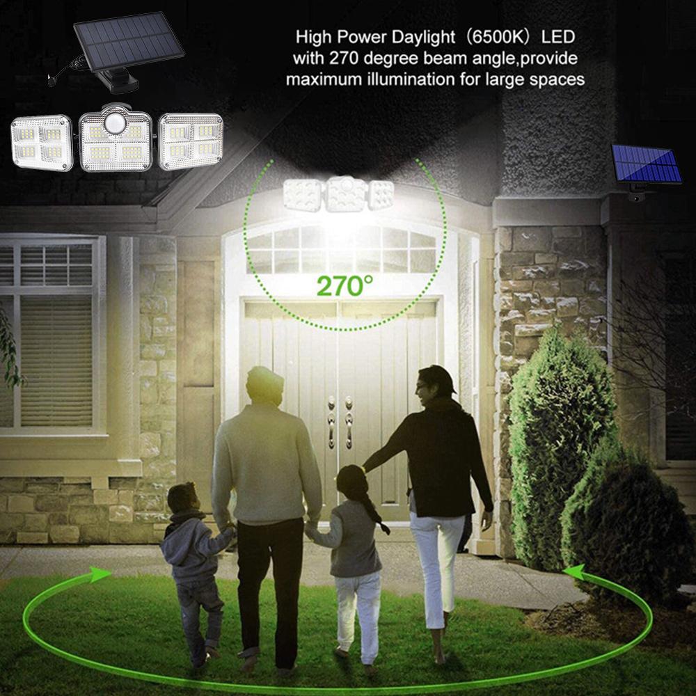 Solar Sensor Light 122 LED 3 Head Outdoor Spotlight with 3 Modes - Saltwater Bodega