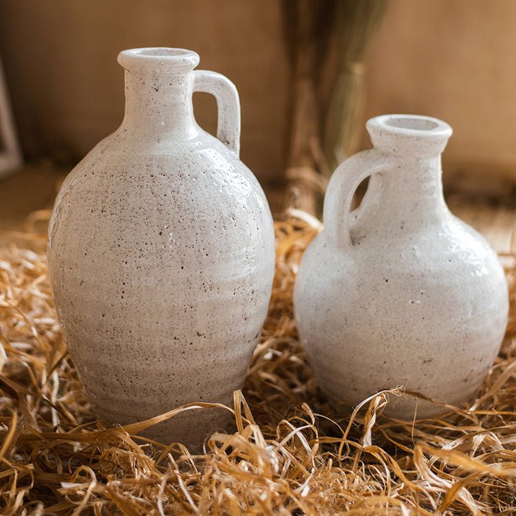 White Ceramic Vase Small Opening Vase - Saltwater Bodega