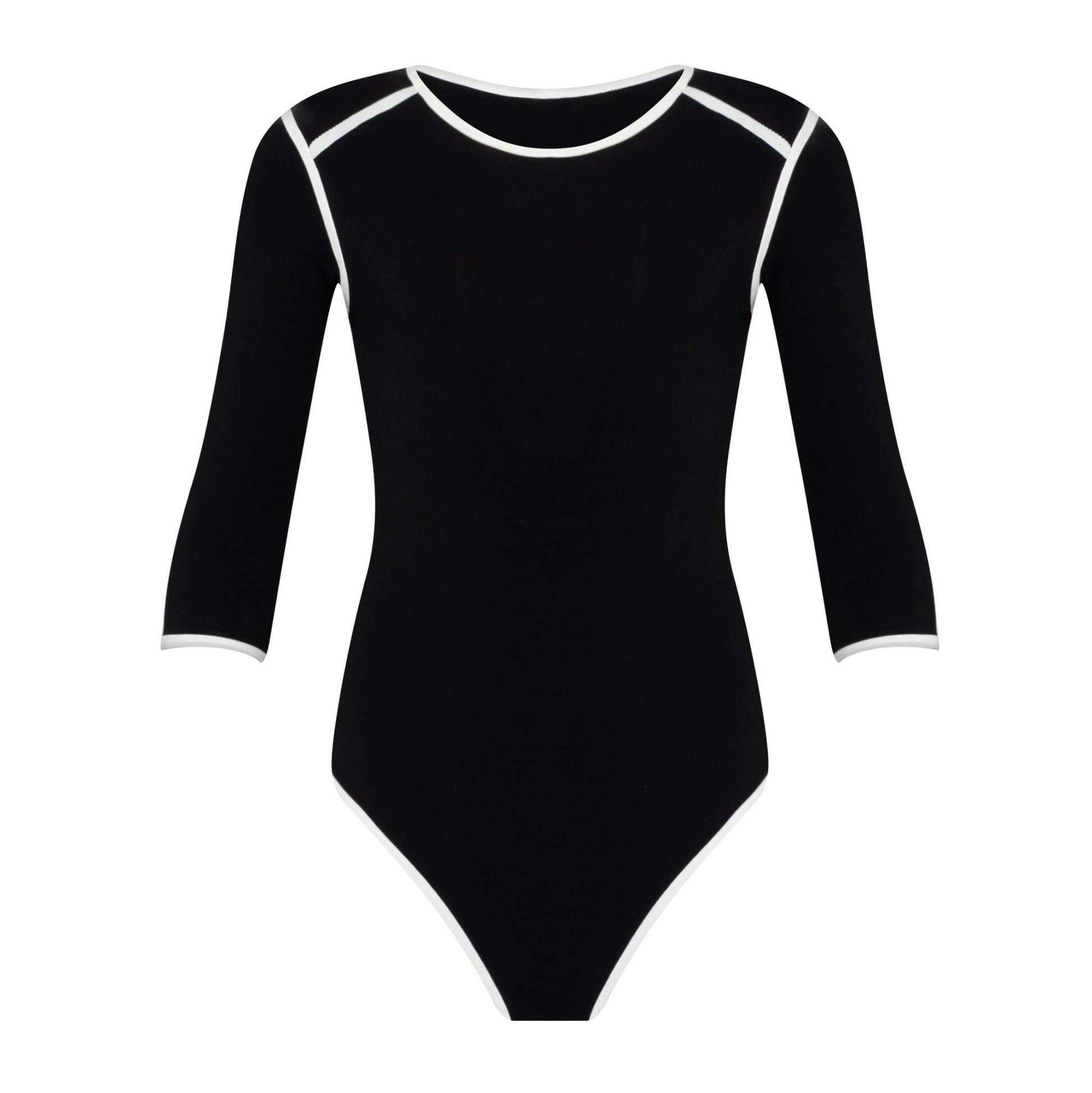 Women's Two Tone Eco Bodysuit in Black - Saltwater Bodega